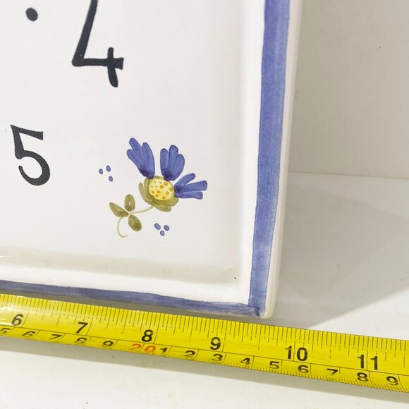 Williams Sonoma Wall Clock White Porcelain Blue Floral Hand Painted Italy - Picture 5 of 7